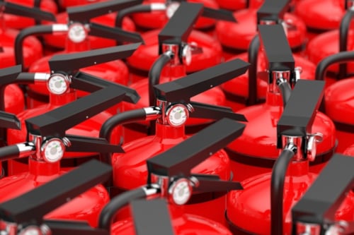 Rode kleine brandblussers