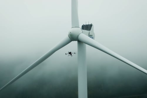 wind turbine in the fog