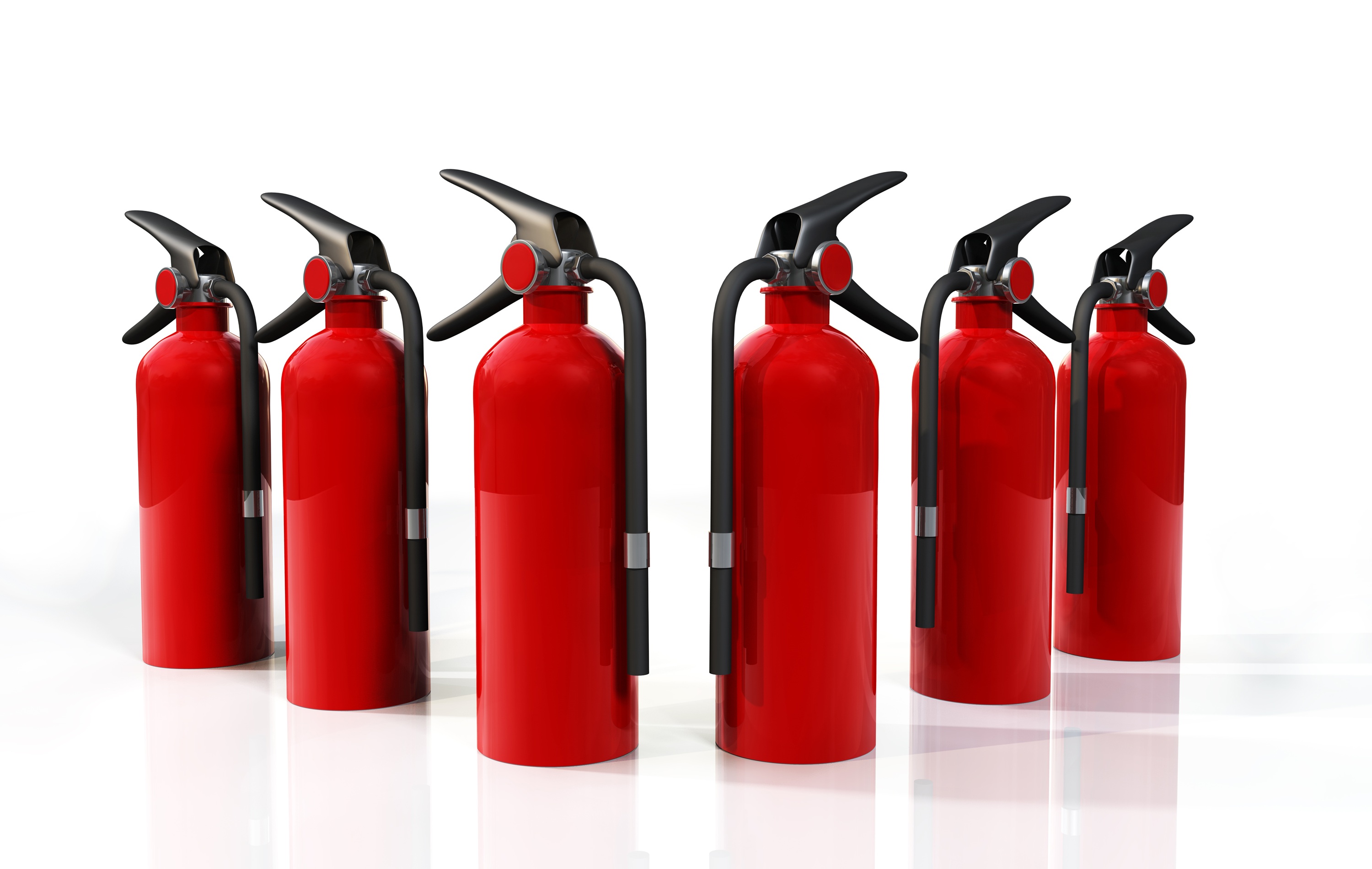 Red fire extinguishers
